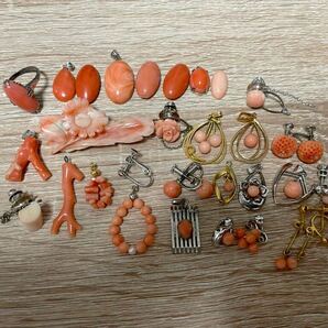 珊瑚 さんご サンゴ まとめ まとめ売り ネックレス ブローチ 血赤珊瑚 ルース 帯留 指輪 リングの画像3