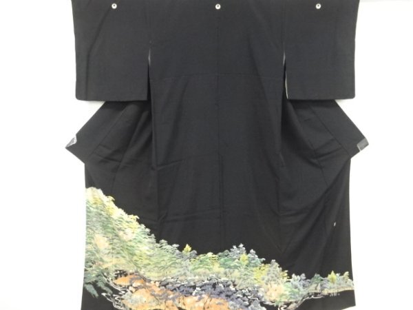 ys6966406 ; Temple Yuzen peint à la main par l'artiste Sosou, pont et motif floral Tomesode (avec ailes) [Recyclé] [Arrivé], mode, kimono femme, kimono, Tomésode