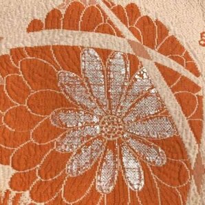 084796# 【1円～】アンティーク 丸に花・花菱模様織出し名古屋帯の画像4