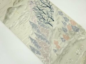 ys6967169; 宗sou 遠山に樹木風景模様織り出し袋帯【リサイクル】【着】