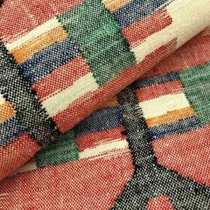 085480# 【1円～】手織り紬横段に抽象模様織出し名古屋帯の画像10