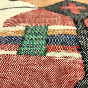 085480# 【1円～】手織り紬横段に抽象模様織出し名古屋帯の画像6