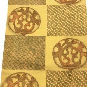 085443# 【1円～】市松に抽象模様織出し名古屋帯の画像2