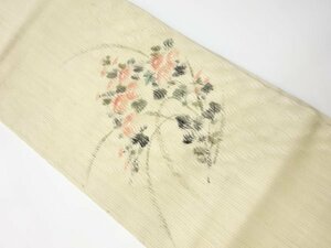 086085# 【1円～】手描き秋草模様夏用名古屋帯