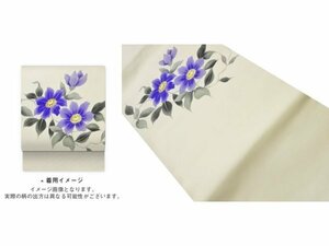 Art hand Auction ys6980863; Sou Sou Shiose 그린 꽃무늬 나고야 허리띠 [착용], 밴드, 나고야 오비, 기성품