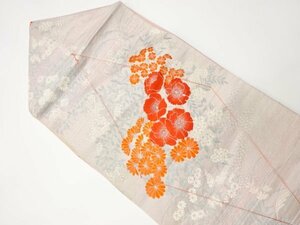 088736# 【1円～】未使用品　霞に草花模様織り出し名古屋帯