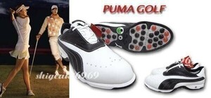 Подлинный ★ Puma Golf Puma Golf Golf Tipper Wide Golf Shoes ★ Smart Quer ★ 27 см ★ Белый черный и черный