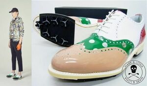 正規品★MARK&LONA マーク&ロナ★MELODY GOLF SPIKE メロディゴルフスパイク8.5★26.5cm【ML-ZK33-K】ベージュ薄茶ホワイト白【本物保証】