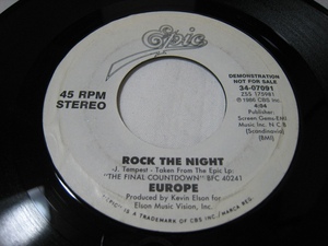 【7”】 EUROPE / ●白プロモ STEREO/STEREO● ROCK THE NIGHT US盤 ヨーロッパ ロック・ザ・ナイト