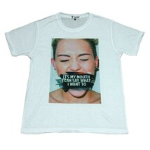 マイリーサイラス モデル アメリカ 人気 セクシー お洒落 ストリート系 デザイン おもしろTシャツ メンズ 半袖★tsr0285-wht-m_画像1