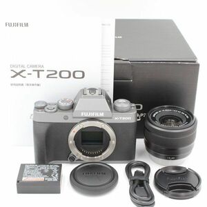 元箱、説明書付き。★新品級★ FUJIFILM フジフイルム X-T200 レンズキット ダークシルバー