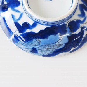 【古陶磁器】染付 龍文 蓋付碗 14客 古伊万里 茶碗 [G716]の画像7