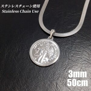 ステンレス　コインネックレス ヘリンボーンチェーンネックレス　シルバー