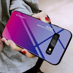 グラデーション ギャラクシー S10 S10+ S9 S9+ S8 S8+ ノート9 ノート8 ケース 強化ガラス ストラップホール 背面ガラスDJ1327