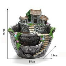 インテリア 多肉植物 サボテン 小花 植木鉢 民家 庭 装飾 オブジェ 玄関 室内 プランター 景色 オブジェ フラワーポット 銀 ZCL167