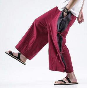 サルエルパンツ 新品 リネンパンツ ワイドパンツ 切替 チノパン 綿麻 ズボン 個性 テーパードパンツ 大きいサイズ有り M~5XL選択DJ654