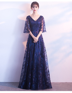 新品　　カラードレス　ロングドレス　紺色　セクシー　結婚式　二次会　お色直し　パーティ　　ステージ　 Evening dress DJ455