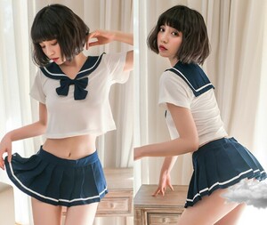 超セクシー可愛い セーラー服 学生服 女子高生 コスプレ 4点セット トップス&スカートDJ1595