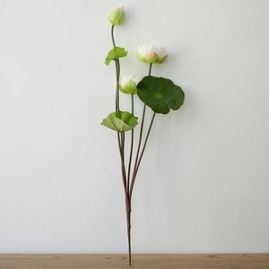 造花 蓮 葉付き 2本セット (ホワイトの花) YLH515の画像1