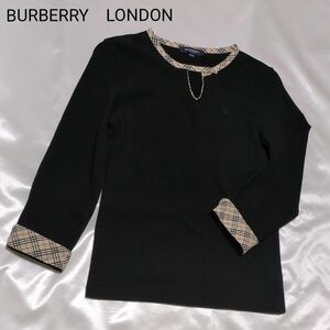 BURBERRY LONDON カットソー 160A 黒 ノバチェック 七分袖 長袖 大人の方も◎【24時間以内に発送☆彡】