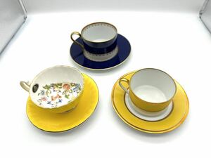 □AYNSLEY エインズレイ LIMOGES FRANCE リモージュ 横濱元町 マスダアーツ フルーツ カップ＆ソーサー セット増田窯 コーヒーカップ 