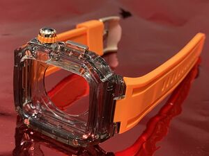  затонированный orange * Apple часы частота резиновая лента покрытие Apple Watch кейс 40 41 44 45mm 4 винт 