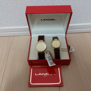 LANCEL/ランセル 2針 メンズ レディース ペア クォーツ 腕時計 レザーベルト 8602/8601 ジャンク品◆21407