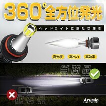 一体型 360度発光 LED ヘッドライト H8 H11 H16 HB3 HB4 H3 H3C 6000K 16000ルーメン 30W ホワイト 送料無料 LEDA-XT_画像2