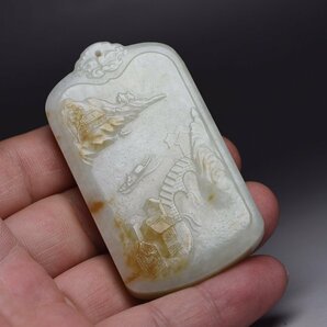 ◆古風堂◆中国 和田玉 玉佩 山水 風景 彫刻 サイズ：6.7cm*3.8cm*1.1cm 重量：68ｇの画像7