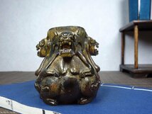 ◆古風堂◆中国 旧藏 貔貅 皿 彫刻 工芸品 極細工 サイズ：8cm*8cm*8cm 重量：460g_画像6