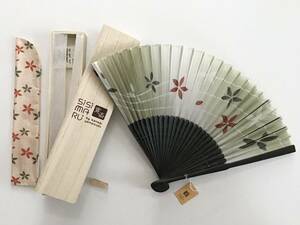  unused high class silk fan sisimaru by kansai yamamoto silk floral print fan sack . box attaching Kansai 