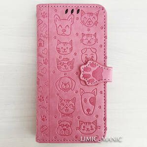 iPhone 6 6s 7 8 SE (第2世代/第3世代) SE2 SE3 ケース スマホ 手帳型 ピンク pink 猫 CAT 猫ちゃん 犬 ワンちゃん DOGの画像1