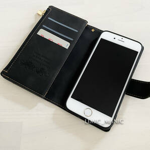 iPhone 7 8 SE (第2世代/第3世代) SE2 SE3 ケース スマホ 手帳型 レザー ブラック 黒 お財布 カード収納 アイフォン アイホンの画像8