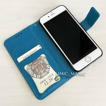 iPhone 6 6s 7 8 SE (第2世代/第3世代) SE2 SE3 ケース スマホ 手帳型 カードケース ブルー 青 曼荼羅模様 花柄 アイフォン_画像5
