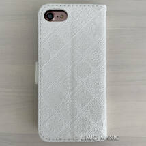 iPhone 7 8 SE (第2世代/第3世代) SE2 SE3 ケース スマホ 手帳型 カードケース ホワイト 白 白色 エスニック風 曼荼羅模様 アイフォン_画像3