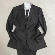 519 Paul Smith ポールスミス × Ermenegildo Zegna エルメネジルド ゼニア セットアップスーツ ブラウン L 黒タグ 現行 ストライプ_画像2