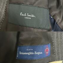 519 Paul Smith ポールスミス × Ermenegildo Zegna エルメネジルド ゼニア セットアップスーツ ブラウン L 黒タグ 現行 ストライプ_画像7