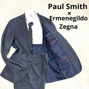 549 Paul Smith ポールスミス × Ermenegildo Zegna エルメネジルド ゼニア セットアップスーツ ネイビー L