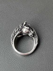 Редкий размер размером 17 арахис и Co Peanut Company Company TwoFace Horse Two -Facebel Ring Silver 925