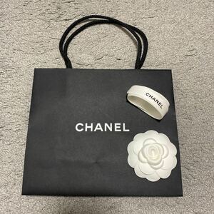 【美品】シャネル CHANEL 紙袋 ショッパー 22×19×9cm カメリア リボン付き