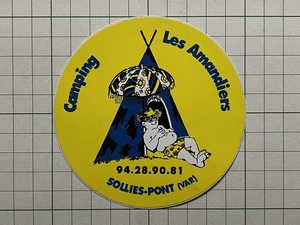  foreign old sticker :Camping Les Amandiers camp outdoor tent Vintage abroad +Aa