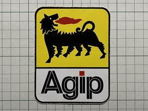 外国 古いステッカー：Agip 広告 ロゴ オイル F1 車 ビンテージ 海外 +Hb