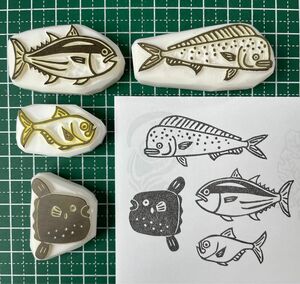 消しゴムはんこ　魚色々その1