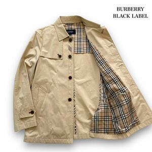 【BURBERRY BLACK LABEL】バーバリーブラックレーベル ノバチェック ステンカラーコート 比翼ボタン ベージュ ジャケット ブルゾン (M)