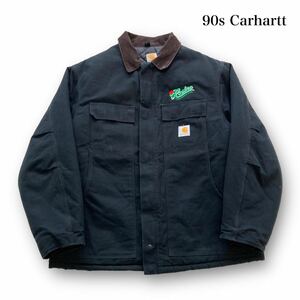 【Carhartt】90s (真黒) カーハート トラディショナルジャケット トラディショナルコート ワークジャケット 刺繍 ダック生地 キルティング