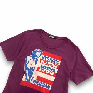 【HYSTERIC GLAMOUR】ヒステリックグラマー プリントTシャツ MICHIGAN SEARCH AND DESTROY ヒスガール アメリカ星条旗 半袖Tシャツ エンジの画像4