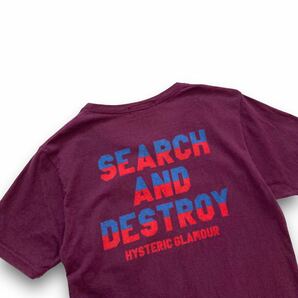 【HYSTERIC GLAMOUR】ヒステリックグラマー プリントTシャツ MICHIGAN SEARCH AND DESTROY ヒスガール アメリカ星条旗 半袖Tシャツ エンジの画像10