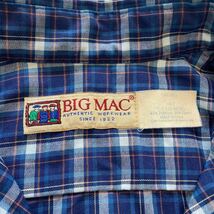 【BIG MAC】80s ビッグマック USA製 半袖チェック ワークシャツ アメリカ製 ヴィンテージ半袖シャツ チェック柄 ボタンダウン 古着 (XL)_画像6
