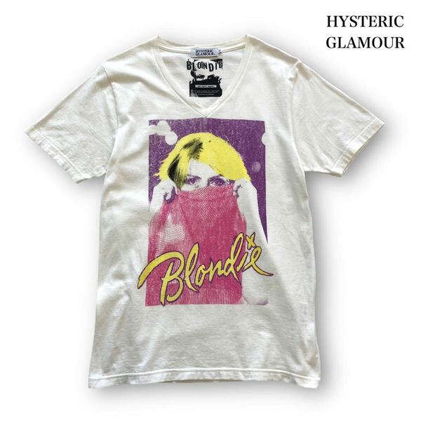 【HYSTERIC GLAMOUR】ヒステリックグラマー BLONDIE ブロンディ Vネック Tシャツ 日本製 半袖tシャツ バンドtシャツ ホワイト 白