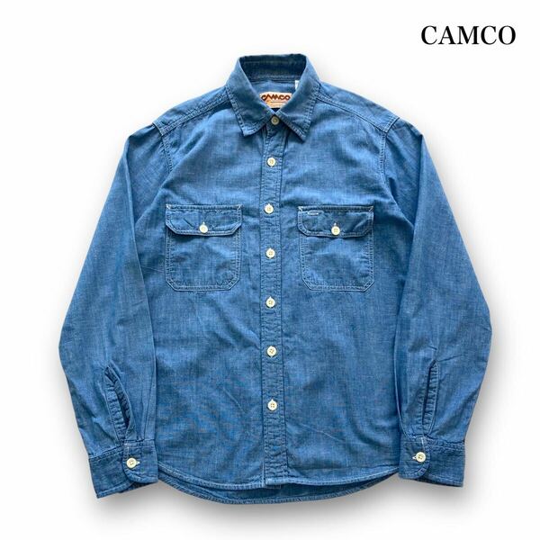 【CAMCO】カムコ シャンブレーワークシャツ ボタンダウン長袖シャツ CHAMBRAY WORK SHIRTS フラップポケット アメカジ古着 ブルー